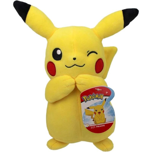 Peluche Pokémon Pikachu 20cm - Vista frontal con etiqueta