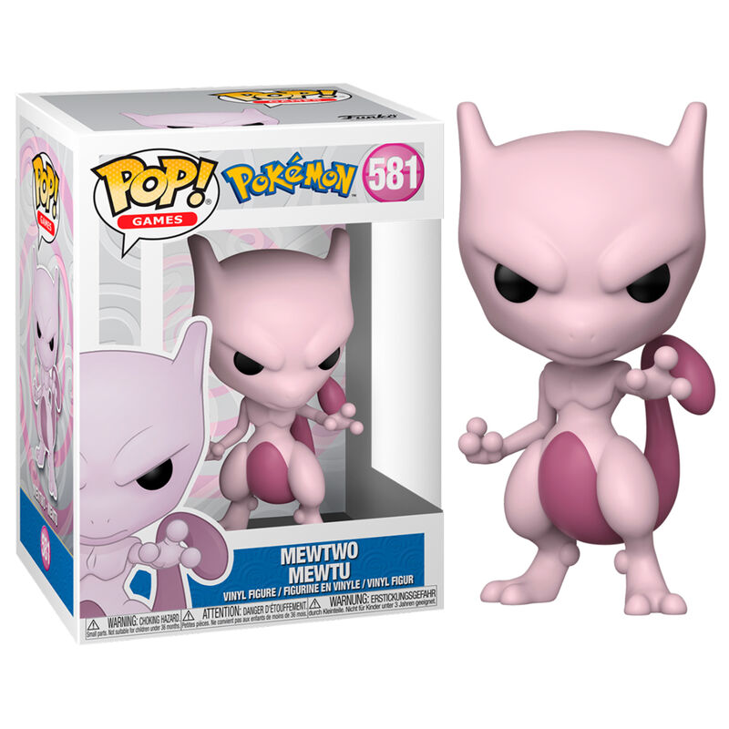 Funko POP Mewtwo #581 - Vista frontal con caja